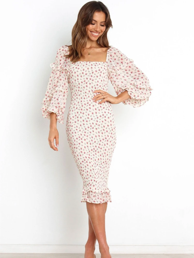 Floral Backless Bodycon Elegant Dresses for Women Long Sleeve Ruffle Edge Female Formal Tight Sexy Dress
Floral Backless Bodycon Elegant Dresses for Women Long Sleeve Ruffle Edge Female Formal Tight Sexy Dress