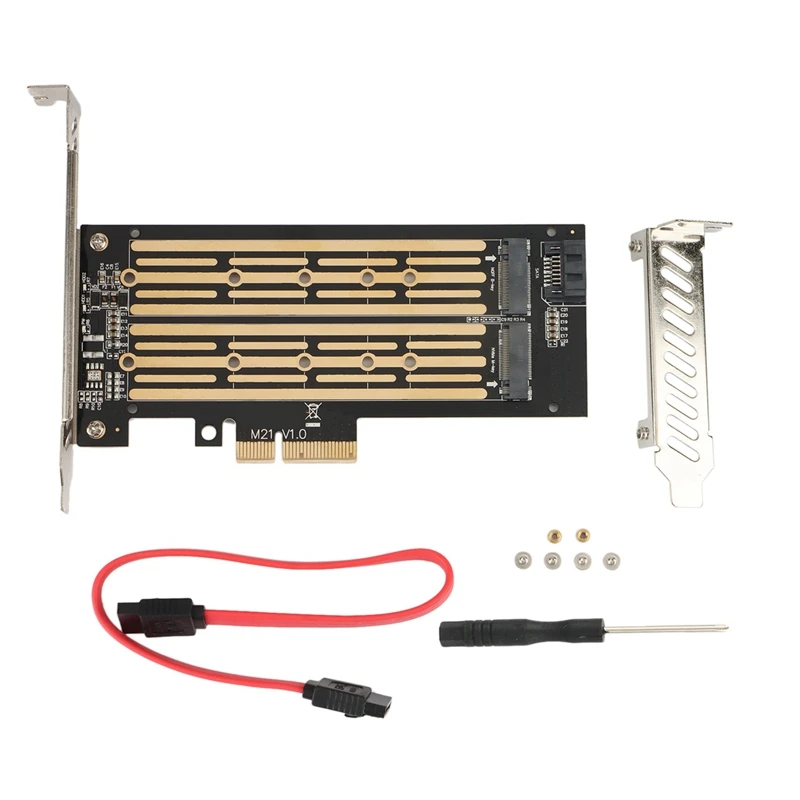 Адаптер M.2 Nvme и SATA NGFF SSD-Pcie Riser Card Key M+B с кабелем PCI 3.0 к M2 Расширение Dual Disk