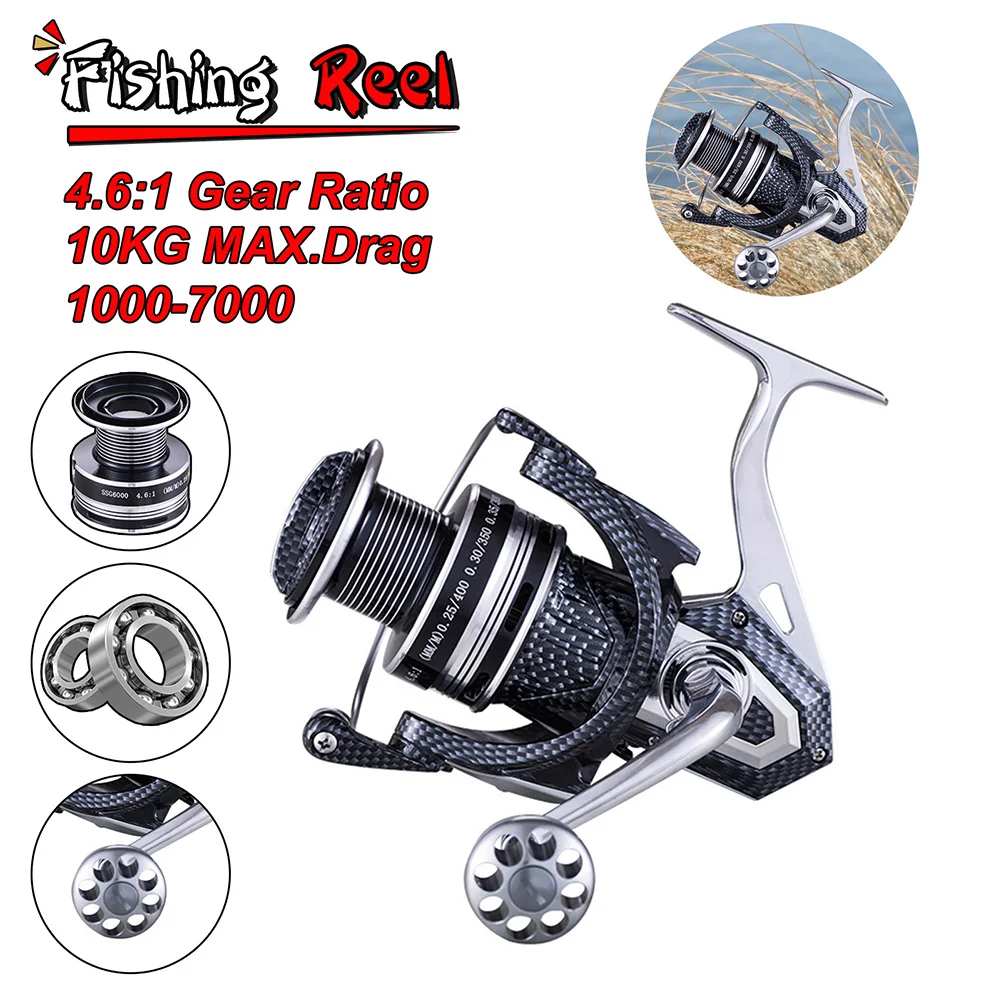 Spinning Reel 1000-7000 Series Fishing Reel Metal Spool 10KG Max Drag Foldable Handle Carp Fishing Freshwater Saltwater Tackle
Spinning Reel 1000-7000 Series Fishing Reel Metal Spool 10KG Max Drag Foldable Handle Carp Fishing Freshwater Saltwater Tackle