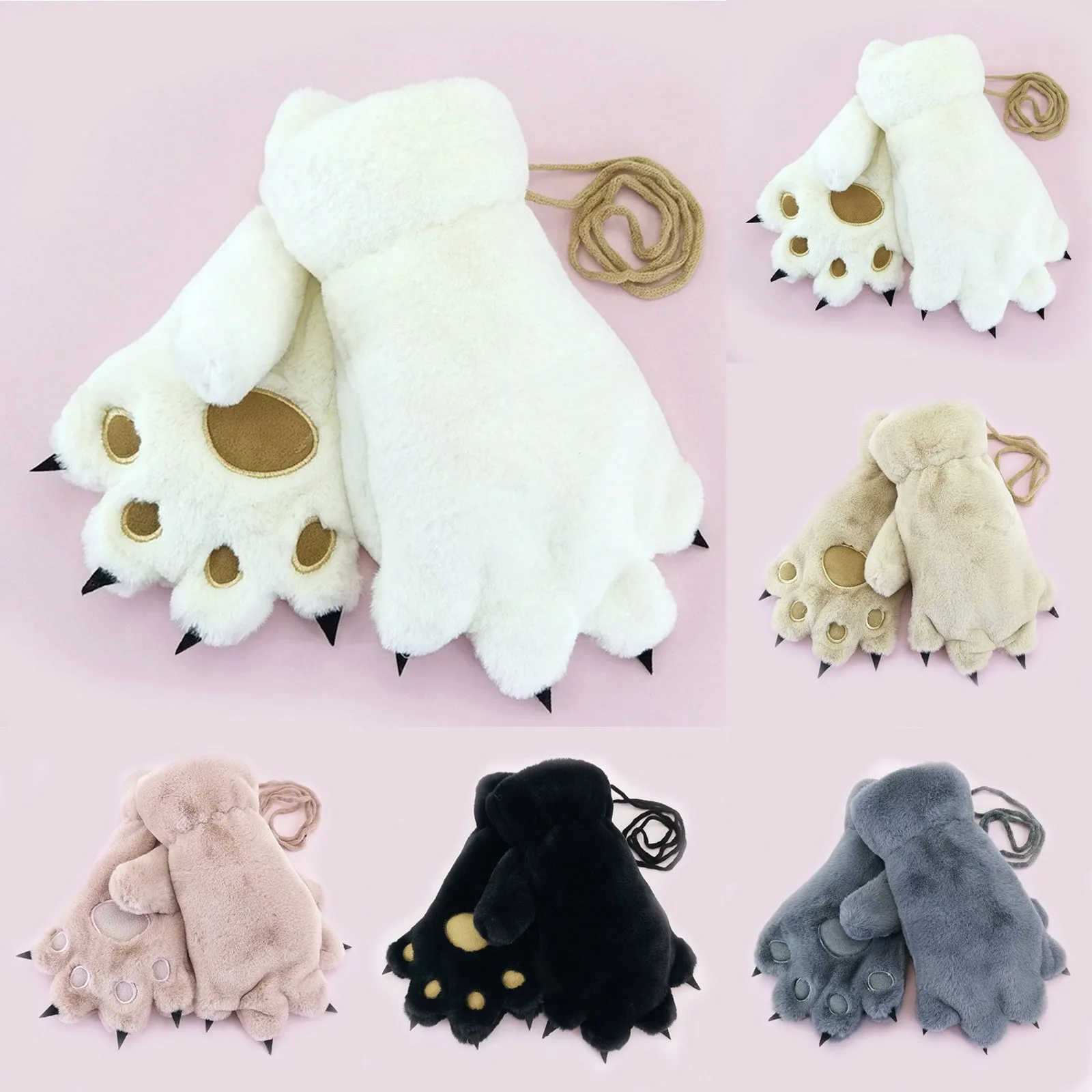 

Зимние теплые перчатки, лыжные перчатки для взрослых, бархатные утепленные Утепленные перчатки с медведем для сохранения тепла, милые зимние теплые варежки с животными и медведем
