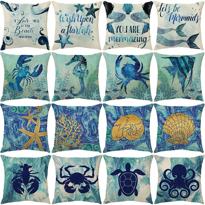 Summer Marine Style Cushion Cover 45X45 Fish Coral Conch Decorative Pillowcase Sofa Throw Pillow Sea Life Linen Print Pillowcase
Summer Marine Style Cushion Cover 45X45 Fish Coral Conch Decorative Pillowcase Sofa Throw Pillow Sea Life Linen Print Pillowcase