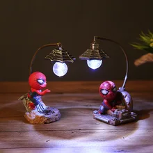 Disney Spiderman Anime Cartoon Figure Dolls Children Super Hero Spider Man Night Light Toys Children Gift Home Decor Ornaments