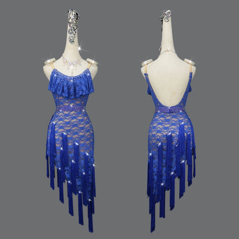 Latin Dance Blue Lace Fringed Dress Women Competition Dresses Solo Performance Clothing Ballroom Dance Dress Salsa Wear DNV15897
Latin Dance Blue Lace Fringed Dress Women Competition Dresses Solo Performance Clothing Ballroom Dance Dress Salsa Wear DNV15897