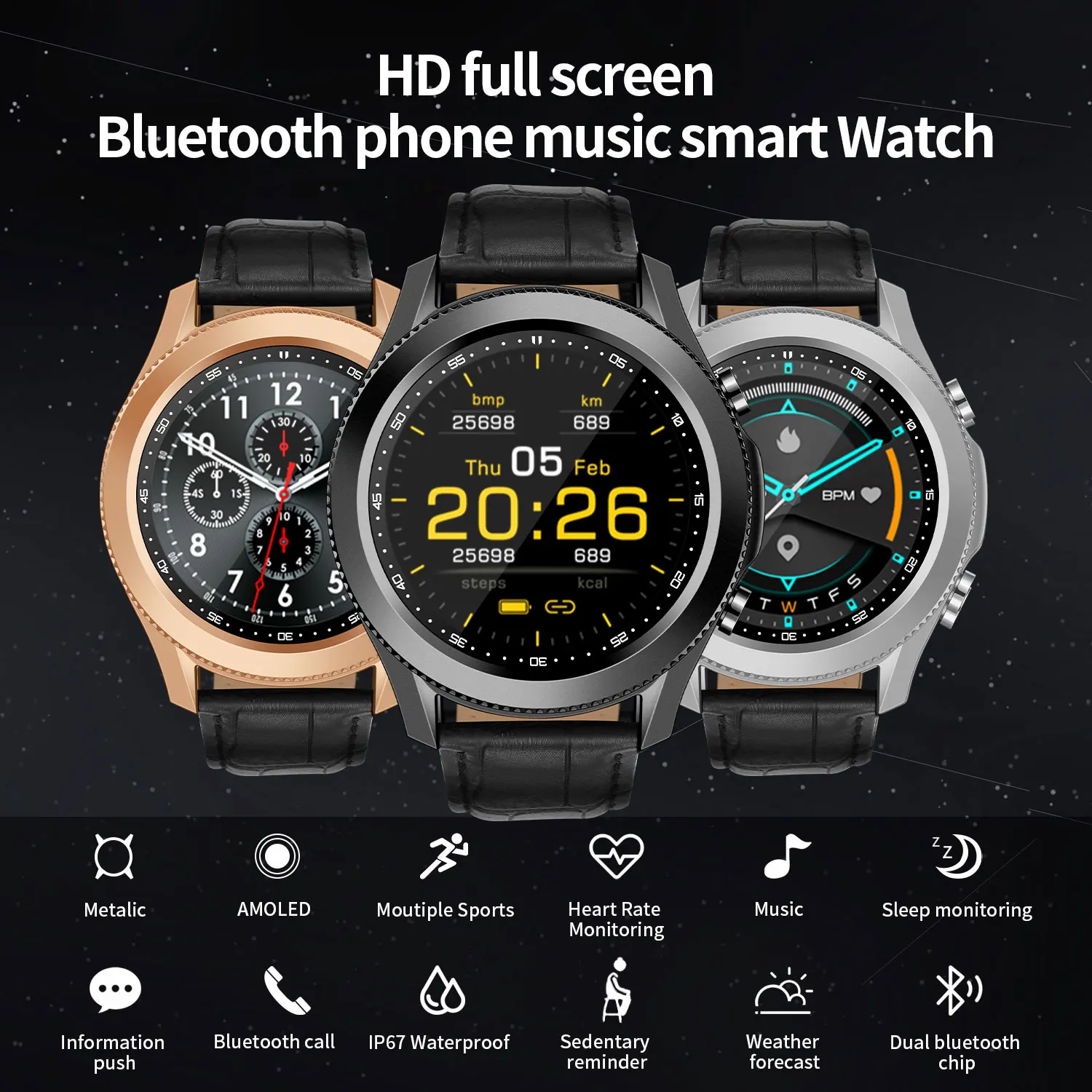 Хэллоуин Bluetooth Вызов Смарт-часы для мужчин Музыка Спорт здоровые часы Samsung Galaxy Watch