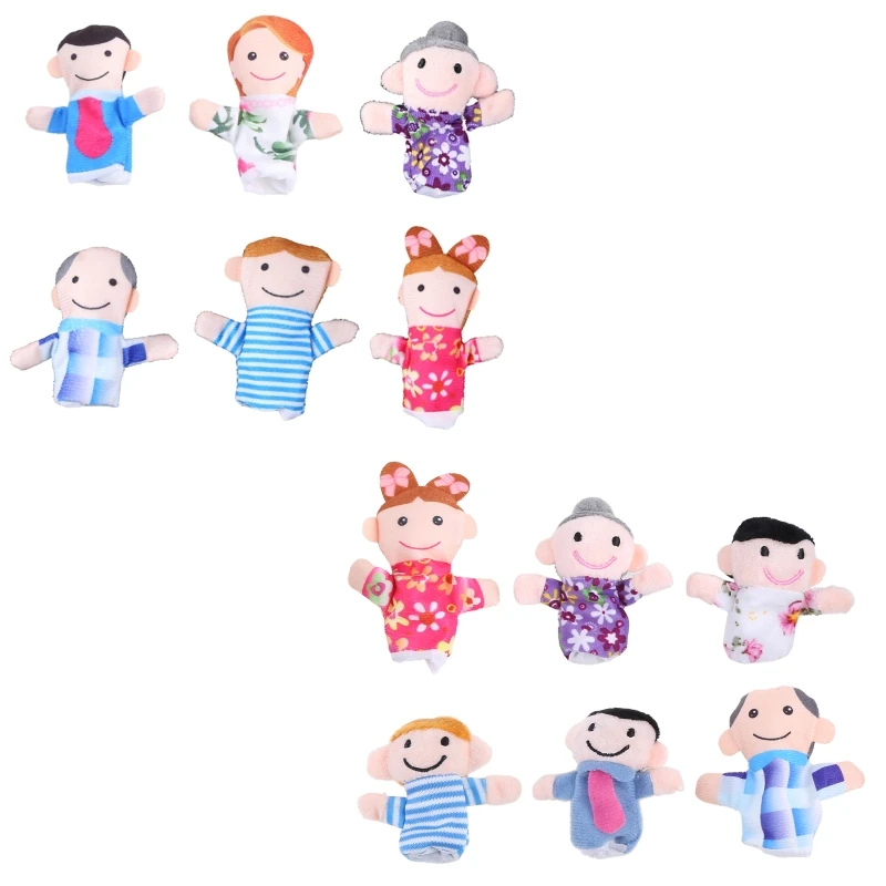 

6PCS Kids Baby Family Finger Puppets Plush Cloth for Doll for PLAY Game Learn St