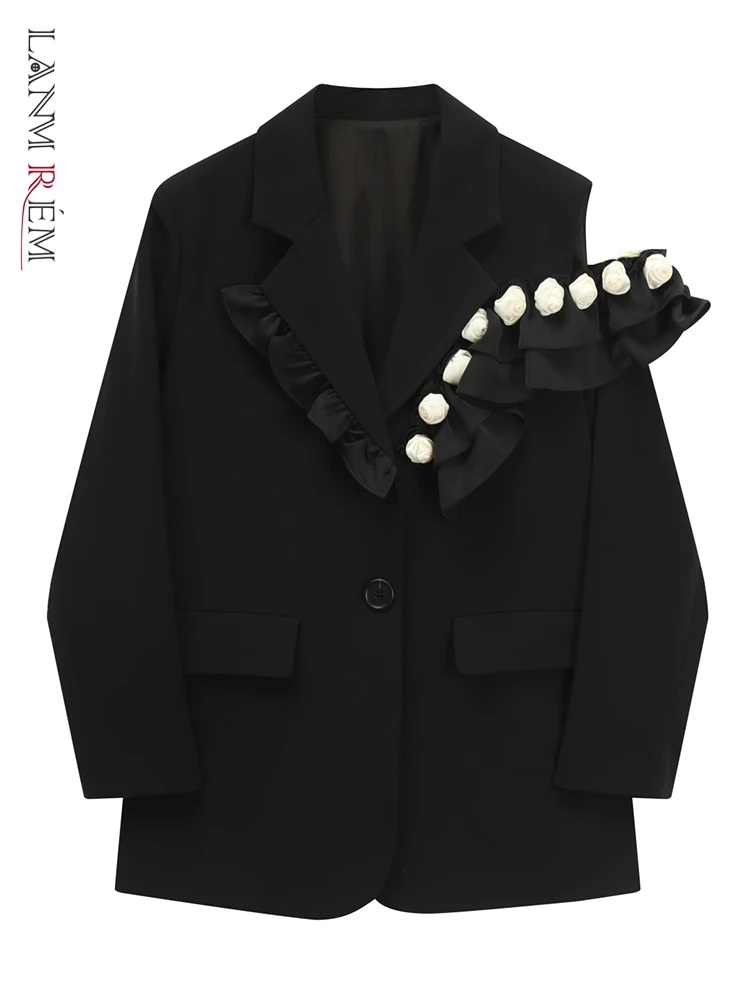 LANMREM Блейзер Пальто для женщин с открытыми плечами Сращенные цветы одной кнопкой с длинными рукавами модные пальто женская одежда 2023 2YA2881 
LANMREM Блейзер Пальто для женщин с открытыми плечами Сращенные цветы одной кнопкой с длинными рукавами модные пальто женская одежда 2023 2YA2881