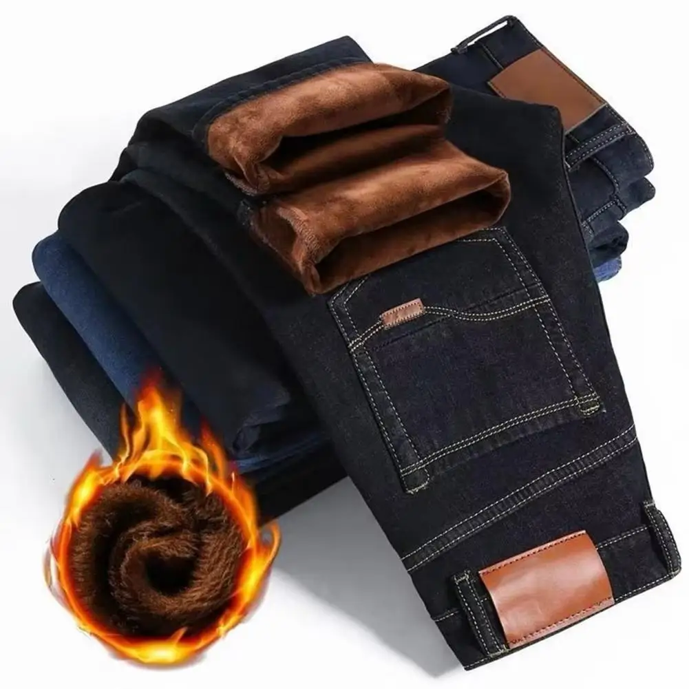 Men Winter Jeans Multi Pockets Pencil Pants Warm Warm Fleeced Winter Jeans Winter Jeans for Work
Men Winter Jeans Multi Pockets Pencil Pants Warm Warm Fleeced Winter Jeans Winter Jeans for Work