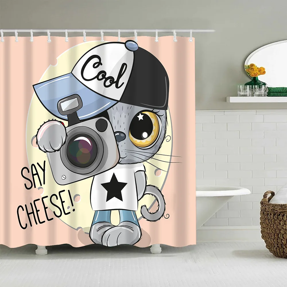 Cute Cat Pattern Bath Curtain Waterproof Shower Curtains Polyester Cartoon Bath Screen Printed Curtain for Bathroom Home Decor
Cute Cat Pattern Bath Curtain Waterproof Shower Curtains Polyester Cartoon Bath Screen Printed Curtain for Bathroom Home Decor