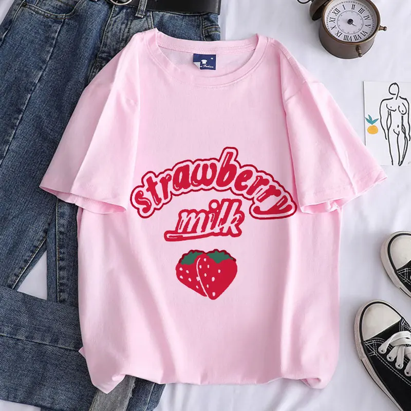 Japan Strawberry Milk Graphic Print T-shirt Women Harajuku Aesthetic Pink Tops Tshirt 2021 New Summer Fashion Y2k Female T Shirt
Japan Strawberry Milk Graphic Print T-shirt Women Harajuku Aesthetic Pink Tops Tshirt 2021 New Summer Fashion Y2k Female T Shirt