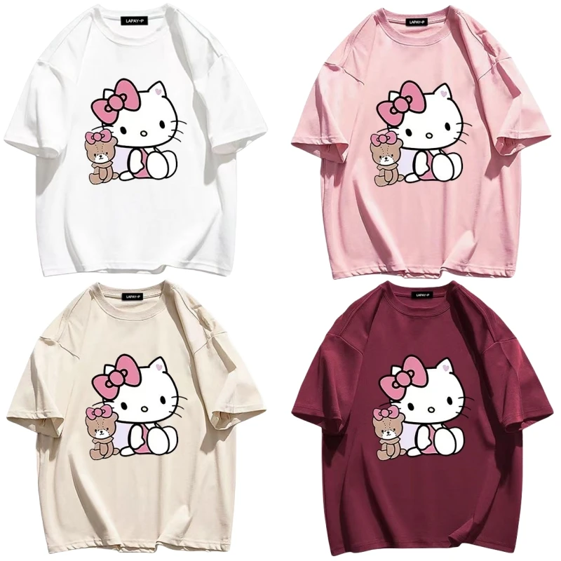 Летние топы Sanrios с героями мультфильмов, милая хлопковая футболка с коротким рукавом и принтом Hellokittys, свободная повседневная футболка с рукавом до локтя для девочек с героями аниме
Летние топы Sanrios с героями мультфильмов, милая хлопковая футболка с коротким рукавом и принтом Hellokittys, свободная повседневная футболка с рукавом до локтя для девочек с героями аниме