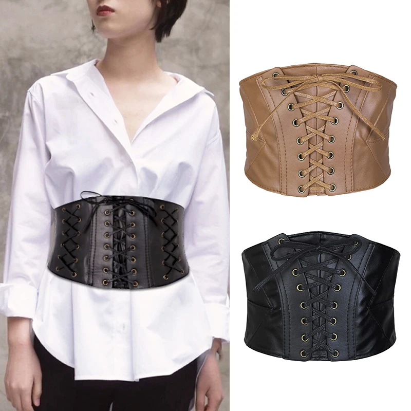 Adjustable PU Leather Cummerbunds Ultra Wide Corset Belt Elastic Wide Band Tied Waist Belt Slimming Body Shaping Girdle Belt DIY
Adjustable PU Leather Cummerbunds Ultra Wide Corset Belt Elastic Wide Band Tied Waist Belt Slimming Body Shaping Girdle Belt DIY