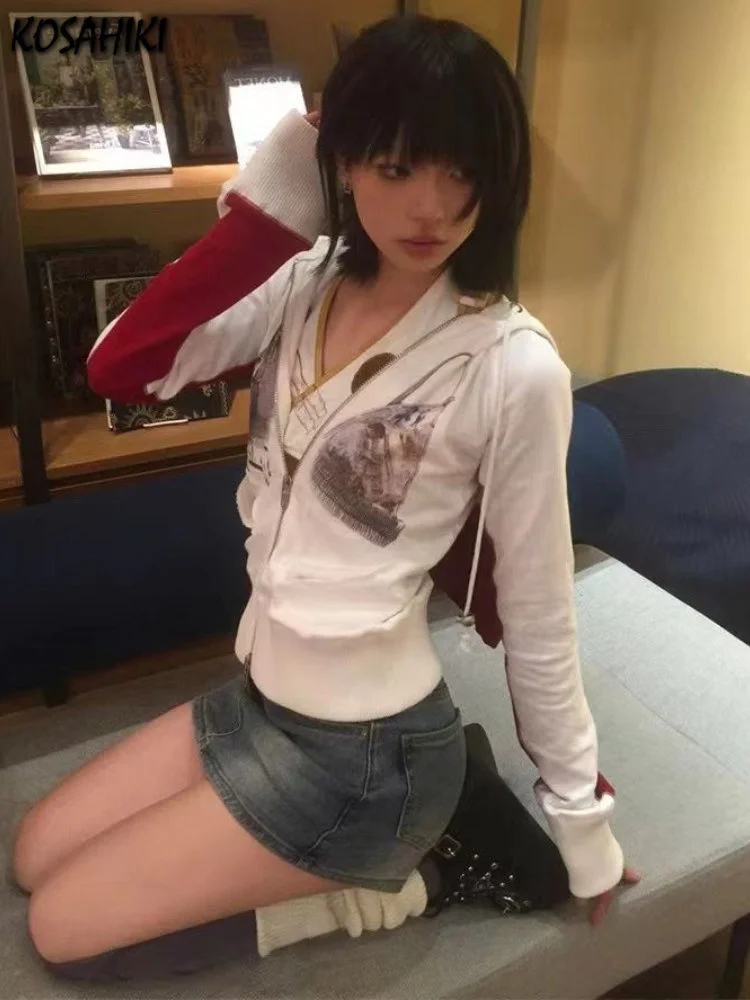 Укороченная Толстовка контрастных цветов, Женская Повседневная универсальная толстовка на молнии, пальто, модная эстетичная куртка Y2k 
Укороченная Толстовка контрастных цветов, Женская Повседневная универсальная толстовка на молнии, пальто, модная эстетичная куртка Y2k