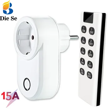 433MHz Wireless Remote Control Plug EU FR Universal Smart Socket 220V 15A Power Outlet for Smart Home/Lamp LED/Fan/illumination