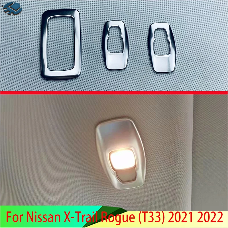 For Nissan X-Trail Rogue (T33) 2021 2022 Car Accessories Stainless Steel Back Interior Lights Reading Lights Trim Cover 
For Nissan X-Trail Rogue (T33) 2021 2022 Car Accessories Stainless Steel Back Interior Lights Reading Lights Trim Cover