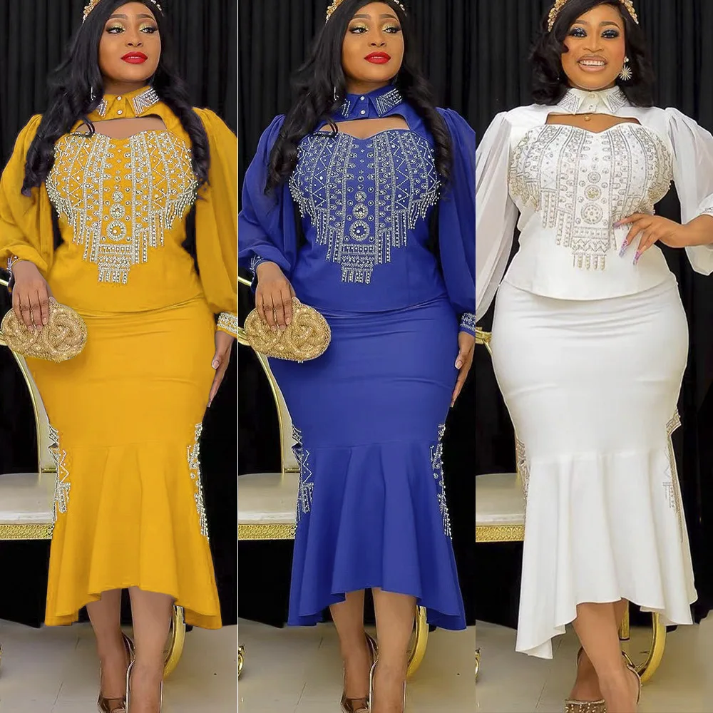 Sweethug African Clothes for Women 2022 New Dashiki Diamond Tops And Skirts Suits Elegant Turkish Wedding Party Dresses Outfit
Sweethug African Clothes for Women 2022 New Dashiki Diamond Tops And Skirts Suits Elegant Turkish Wedding Party Dresses Outfit