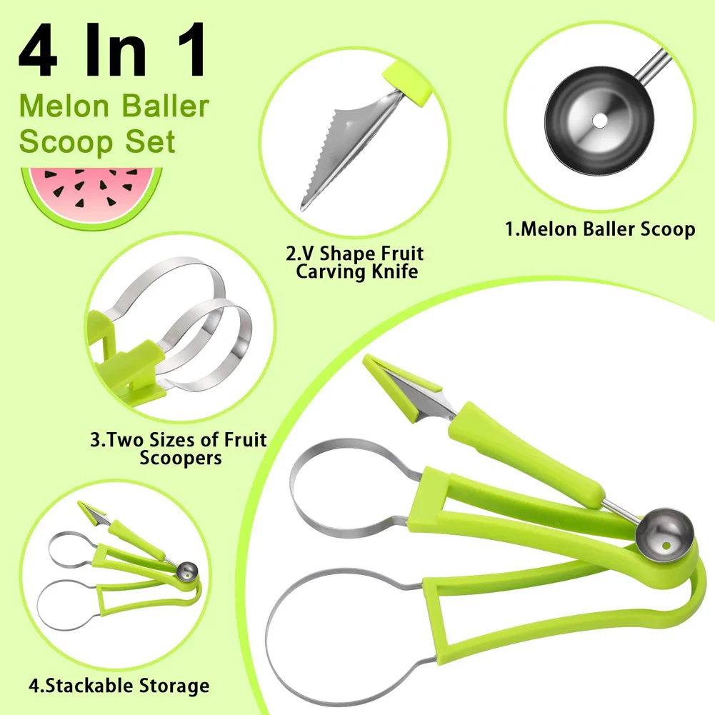 

Fruit Carving Knife Melon Cutter Scoop Fruit Cutter Dig Pulp Separator Kitchen Gadgets Acces 4 in 1