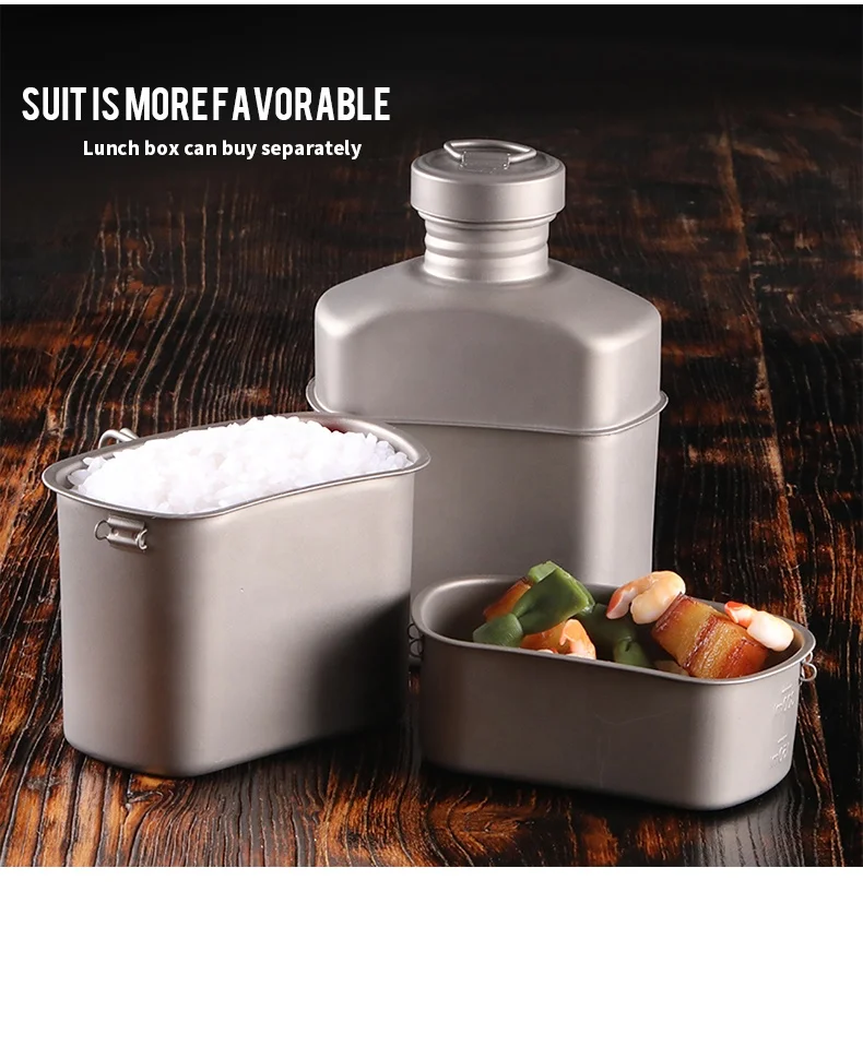 3pcs Titanium Army Drinking Water Bottle Canteen Mess Tin Cup Mug Mess Kit Carry Pouch Hiking Survival OEM 
3pcs Titanium Army Drinking Water Bottle Canteen Mess Tin Cup Mug Mess Kit Carry Pouch Hiking Survival OEM
