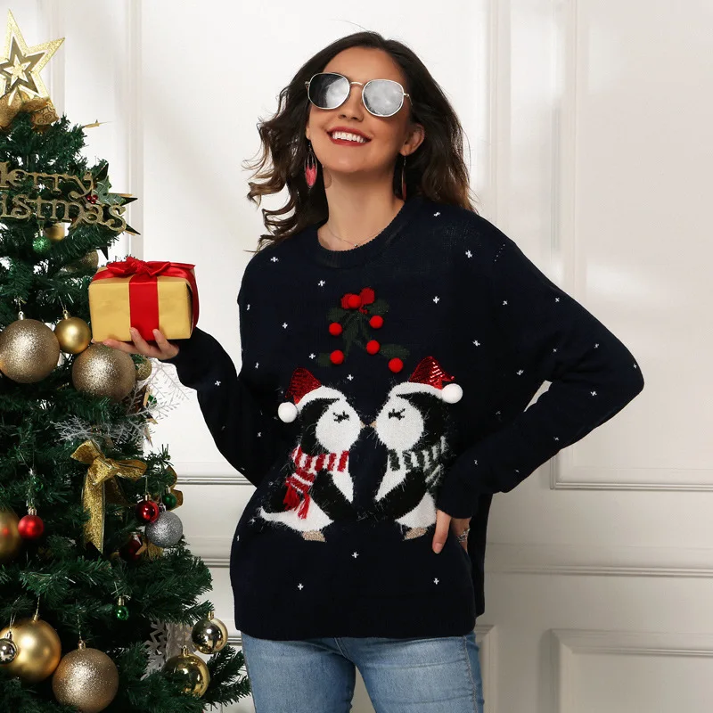 Women's Little Penguin Jacquard Sweater Loose Long-sleeved Sweater Pullover Christmas Sweater 2021 Christmas Vintage Clothes
Women's Little Penguin Jacquard Sweater Loose Long-sleeved Sweater Pullover Christmas Sweater 2021 Christmas Vintage Clothes