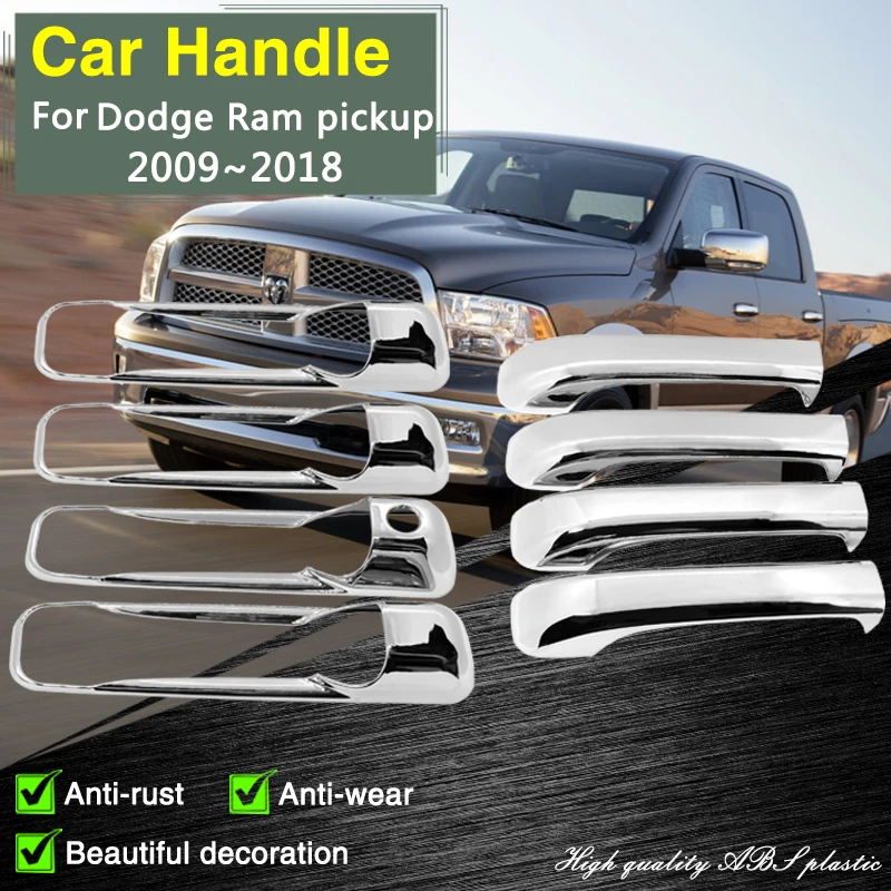 for Dodge Ram Pickup 1500 2500 3500 4000 2009~2018 Chrome Smart Door Handle Cover Car Exterior Styling Accessorie Stickers Trim 
for Dodge Ram Pickup 1500 2500 3500 4000 2009~2018 Chrome Smart Door Handle Cover Car Exterior Styling Accessorie Stickers Trim