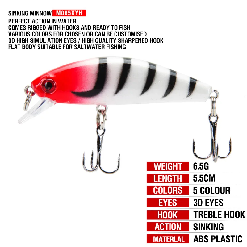 1PCS Minnow Fishing Lure 5.5cm 6.5g Aritificial Wobblers Hard Plastic Baits for Pike Saltwater Diving Floating Sinking Wobblers
1PCS Minnow Fishing Lure 5.5cm 6.5g Aritificial Wobblers Hard Plastic Baits for Pike Saltwater Diving Floating Sinking Wobblers