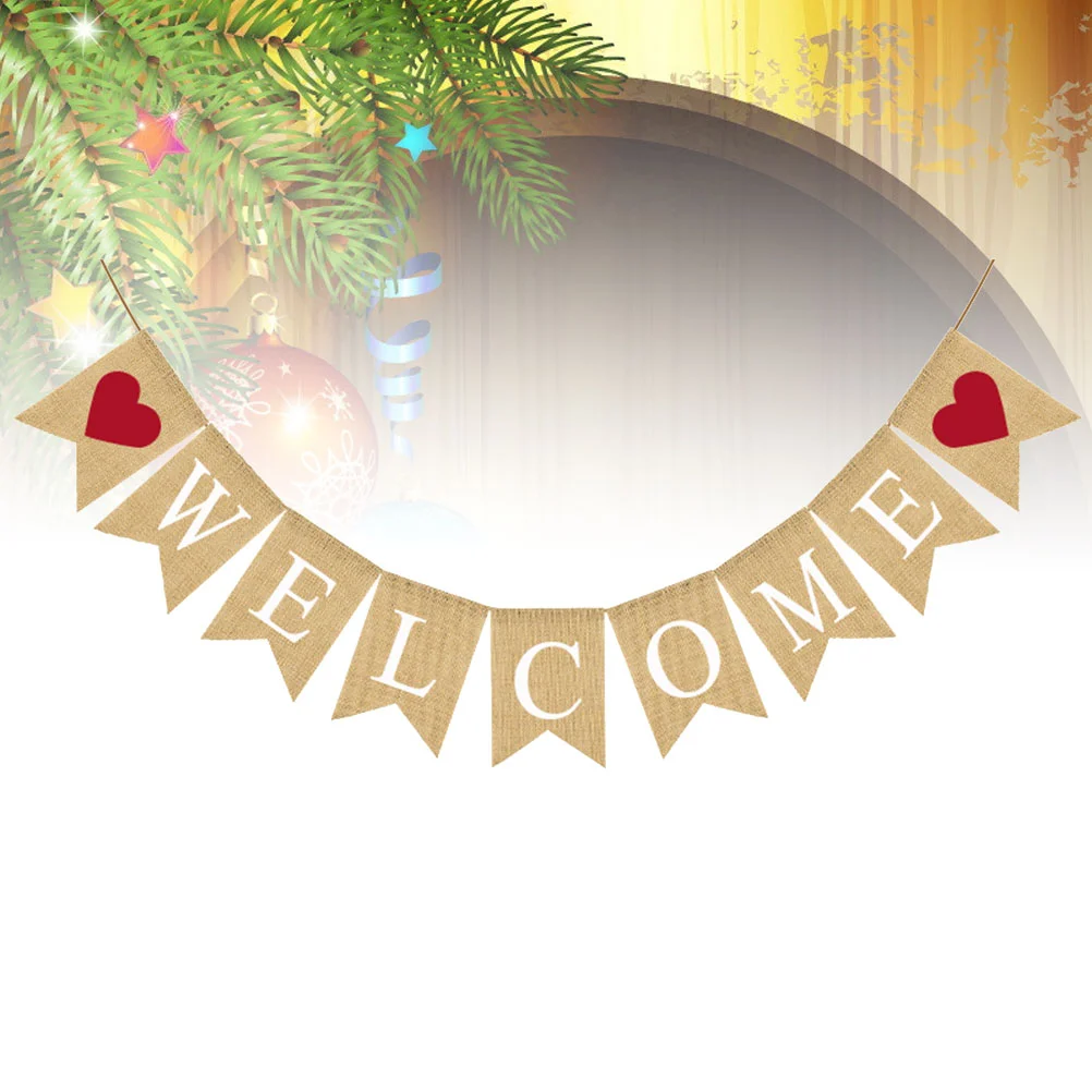 Banner Welcome Weddingburlap Party Garland Classroom Office Flag Decor Hanging Sign Bunting Swallowtail Engagement Decoration 
Banner Welcome Weddingburlap Party Garland Classroom Office Flag Decor Hanging Sign Bunting Swallowtail Engagement Decoration