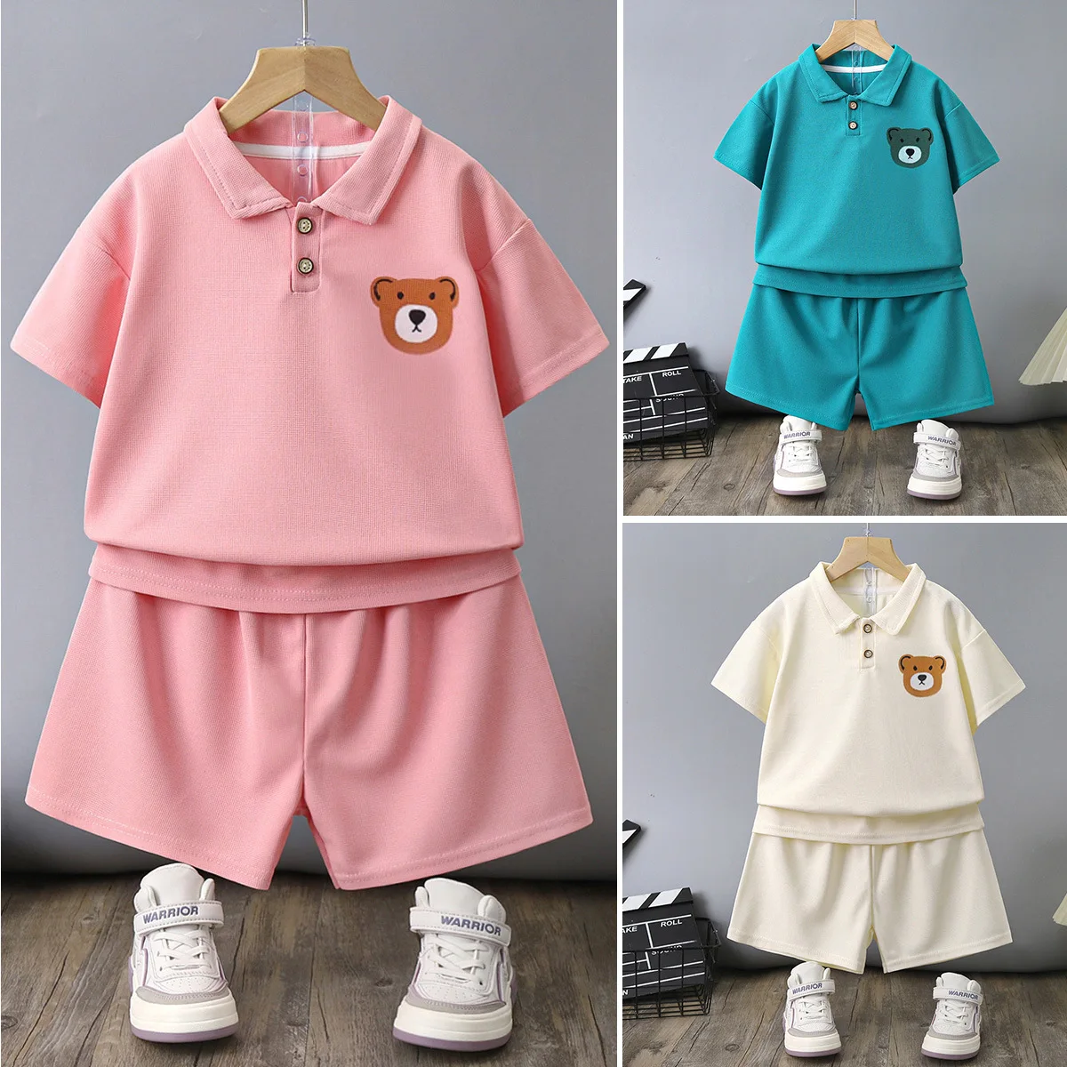 Kids Bear Polo Suits Summer Toddler Boys Lapel T-shirts+shorts 2Pcs Leisure Clothes Sets Thin Soft Cool Children's Outfits
Kids Bear Polo Suits Summer Toddler Boys Lapel T-shirts+shorts 2Pcs Leisure Clothes Sets Thin Soft Cool Children's Outfits