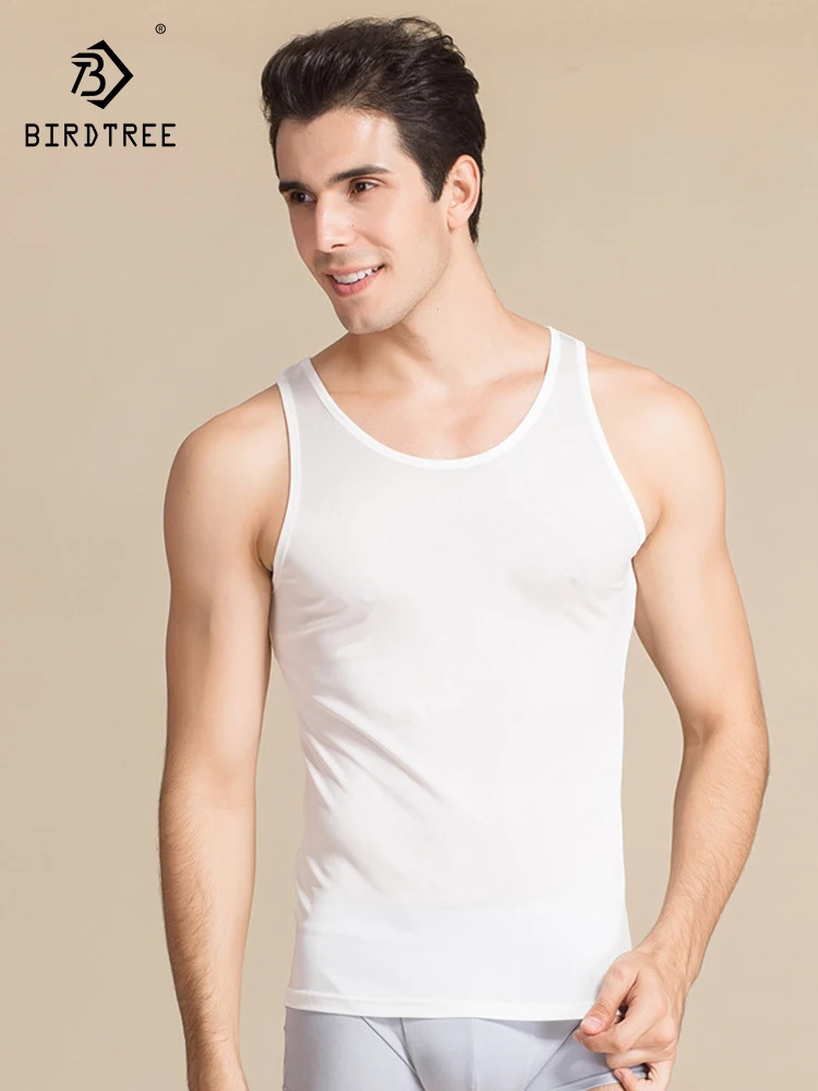 Birdtree Silk Men Tank Tops Solid For Men O neck Racerback Vest 2023 New Spring Summer Black White Bottoming Shirt T37208QC
Birdtree Silk Men Tank Tops Solid For Men O neck Racerback Vest 2023 New Spring Summer Black White Bottoming Shirt T37208QC