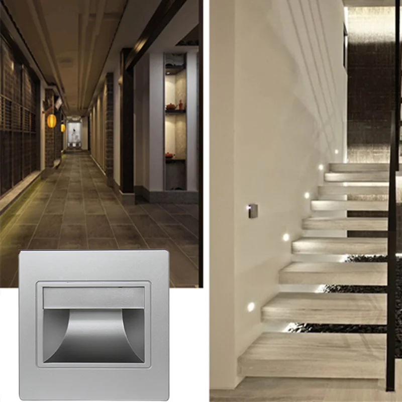 

PIR Motion Sensor LED Indoor Wall Lighting Stair Case Light AC85-240V Recessed LED Wall Lamps Step Lamps Corridor Lightings