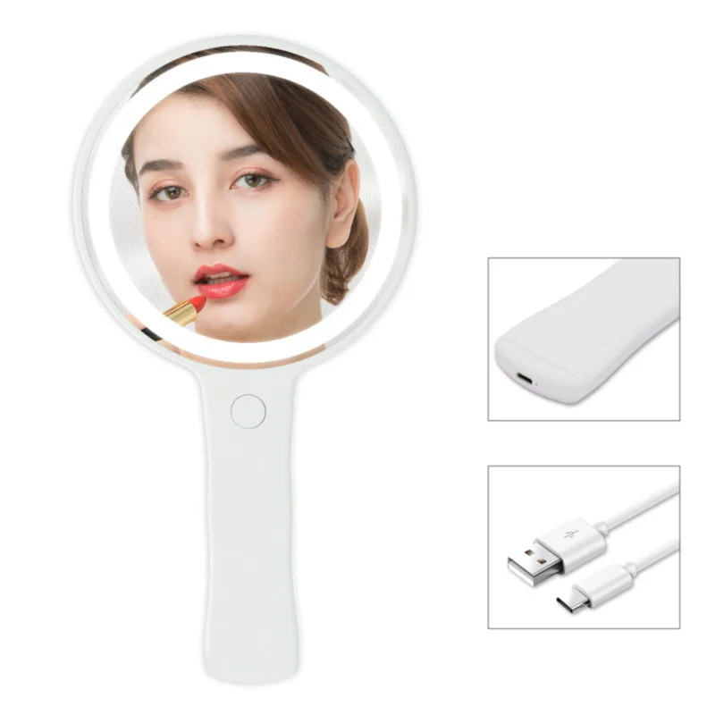 USB Makeup Mirror With Led Light Compact Hand Mirrors With Handle Vanity Round Portable Travel Smart Make Up Touch Screen Miroir
USB Makeup Mirror With Led Light Compact Hand Mirrors With Handle Vanity Round Portable Travel Smart Make Up Touch Screen Miroir