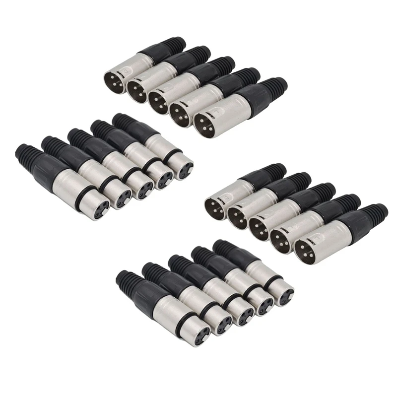 20Pcs 3 Pin XLR Solder Type Connector 5 Male + 5 Female Plug Cable Connector Microphone Audio Socket
20Pcs 3 Pin XLR Solder Type Connector 5 Male + 5 Female Plug Cable Connector Microphone Audio Socket