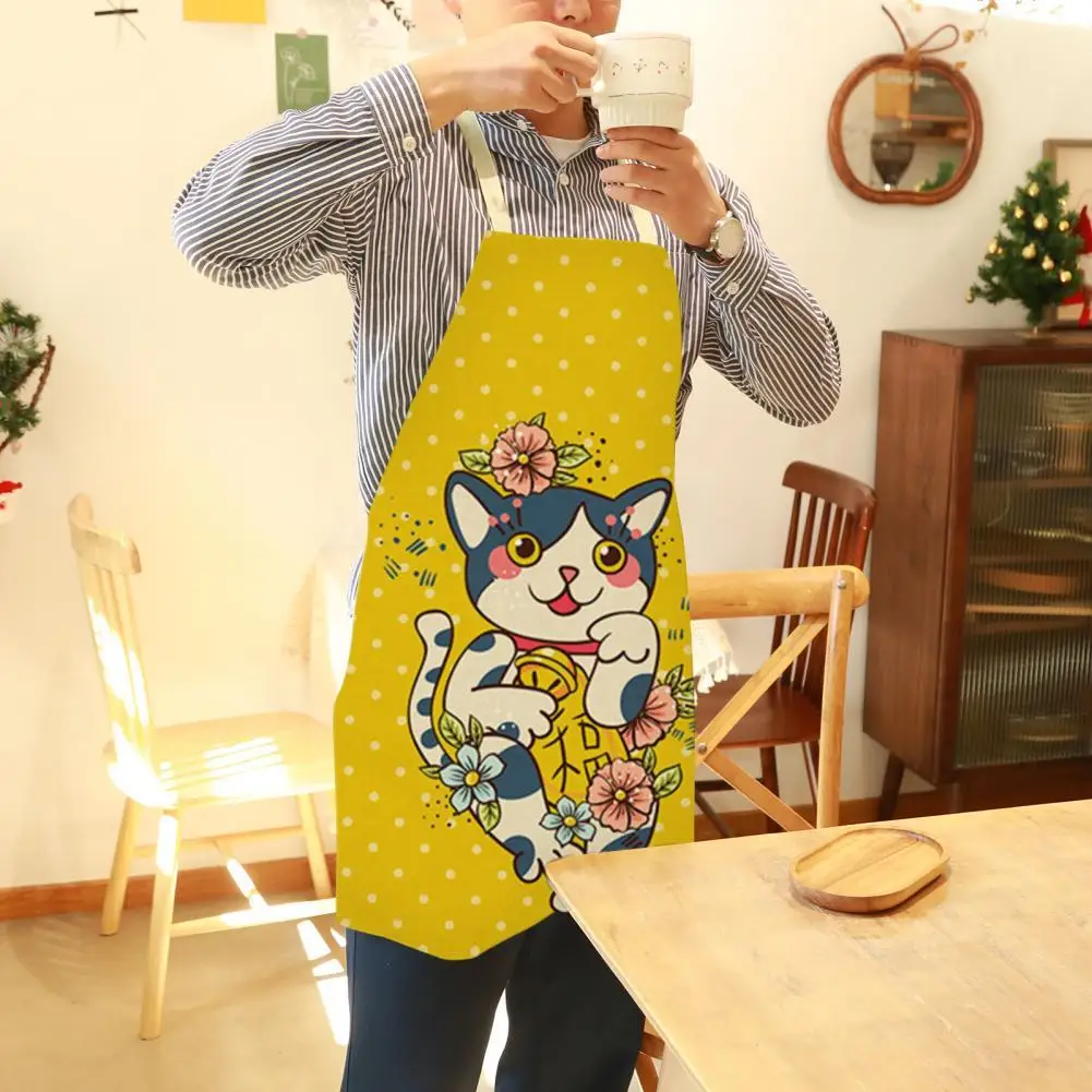 Кухонный нагрудник без рукавов, водонепроницаемый Льняной Фартук для готовки с милыми счастливыми кошками, Аксессуары для выпечки 
Кухонный нагрудник без рукавов, водонепроницаемый Льняной Фартук для готовки с милыми счастливыми кошками, Аксессуары для выпечки