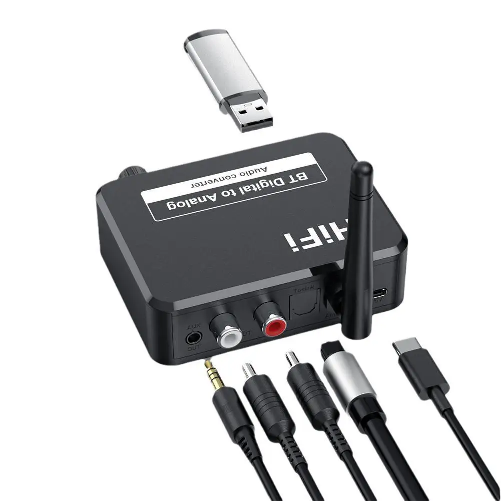 Digital To Analog Audio Converter Spdif Optical Fiber Signal To 3.5MM 3.5 AUX 2 RCA Amplifier Decoder Bluetooth 5.0 Receiver 
Digital To Analog Audio Converter Spdif Optical Fiber Signal To 3.5MM 3.5 AUX 2 RCA Amplifier Decoder Bluetooth 5.0 Receiver