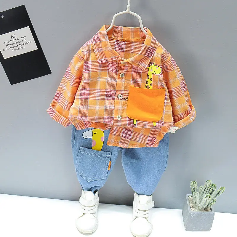 Autumn Spring Baby Boy Fashion Cartoon Clothing Set Kid Suits Set Plaid Shirt Pants 2pcs/set Children Clothes Set 1 2 3 4 5 Year
Autumn Spring Baby Boy Fashion Cartoon Clothing Set Kid Suits Set Plaid Shirt Pants 2pcs/set Children Clothes Set 1 2 3 4 5 Year