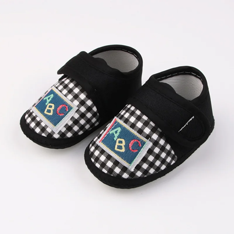 

Stylish Korean Style Plaid Cloth Shoes for Baby Boys and Girls - ABC Letter Print Soft Soled Walking Shoes, Ages 0-8 Months