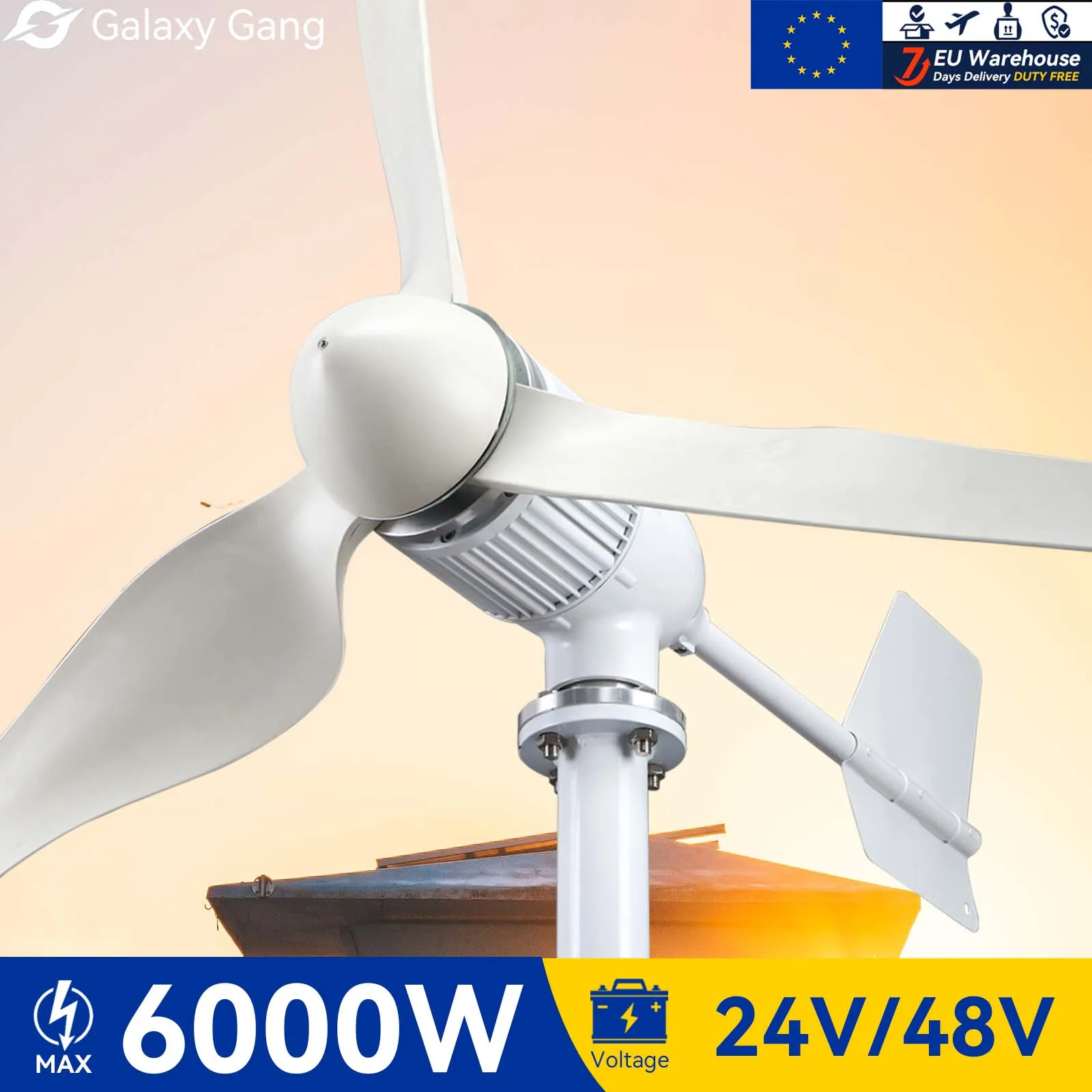 Galaxy Gang 6000w Windmill Turbine Generator Kit 6kw Power 3Blade 24V 48V With MPPT Controller Off Grid Inverter System ModelM6
Galaxy Gang 6000w Windmill Turbine Generator Kit 6kw Power 3Blade 24V 48V With MPPT Controller Off Grid Inverter System ModelM6