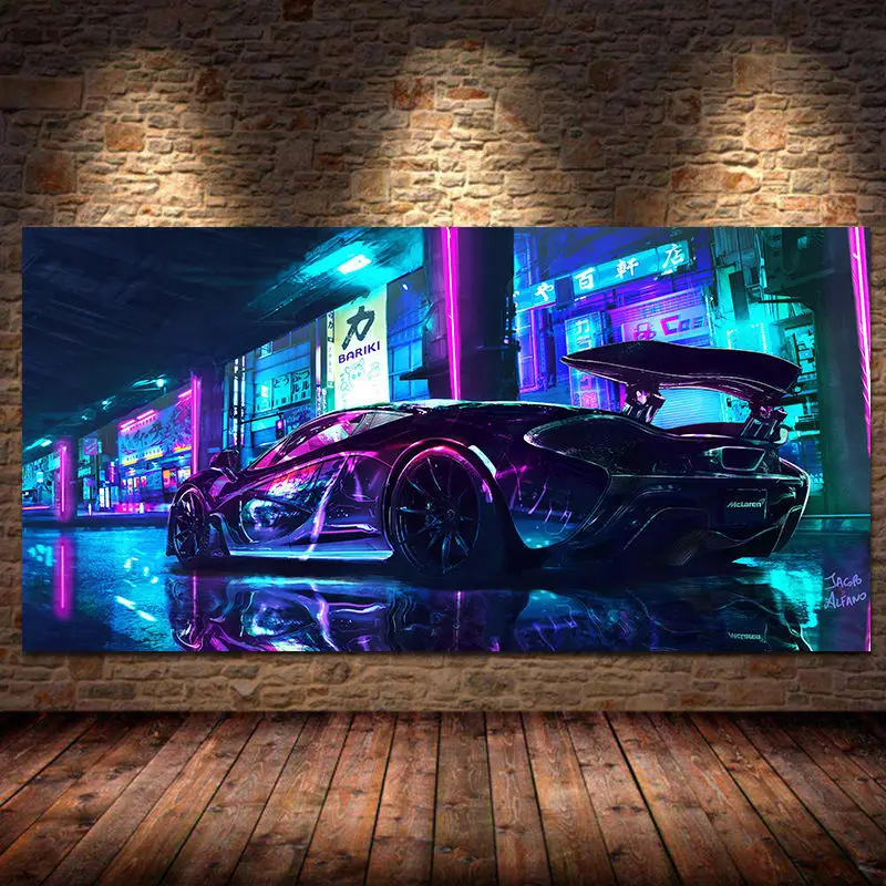 

Future Steam City Sport Car Posters and Prints Wall Art Game Canvas Paintings for Gamer Room Boys Room Bedroom Decor Unframed