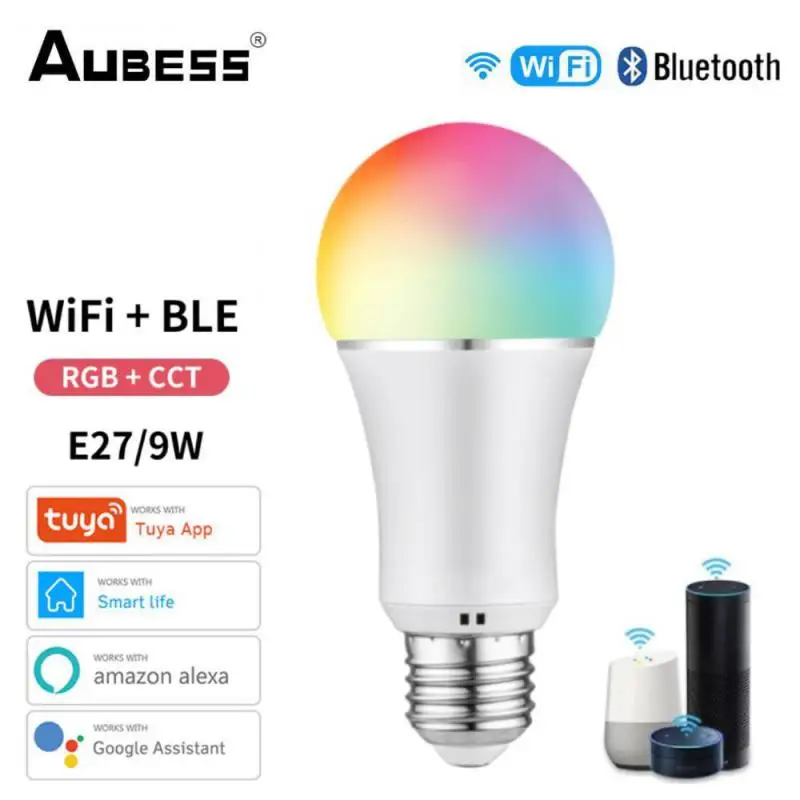Tuya 9W WiFi Smart Light Bulb, E27 RGB+CCT LED Lamp Dimmable with Smart Life APP, Voice Control for Alexa Google Home Assistant
Tuya 9W WiFi Smart Light Bulb, E27 RGB+CCT LED Lamp Dimmable with Smart Life APP, Voice Control for Alexa Google Home Assistant