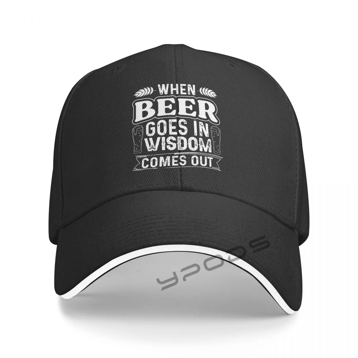 

When Beer Goes In Wisdom Comes Out Baseball Hat Unisex Adjustable Baseball Caps Hats Valve for Men and Women