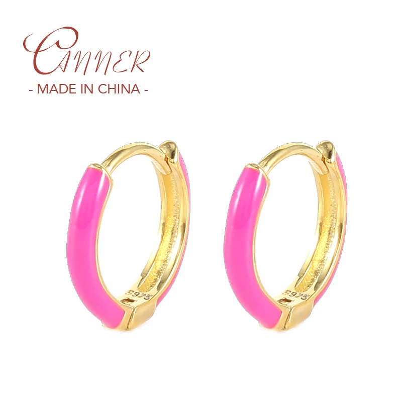 CANNER 1pcs Vintage Colorful Enamel Earring 925 Sterling Silver Statement Round Circle Huggie Earring Fashion Jewelry Brincos
CANNER 1pcs Vintage Colorful Enamel Earring 925 Sterling Silver Statement Round Circle Huggie Earring Fashion Jewelry Brincos