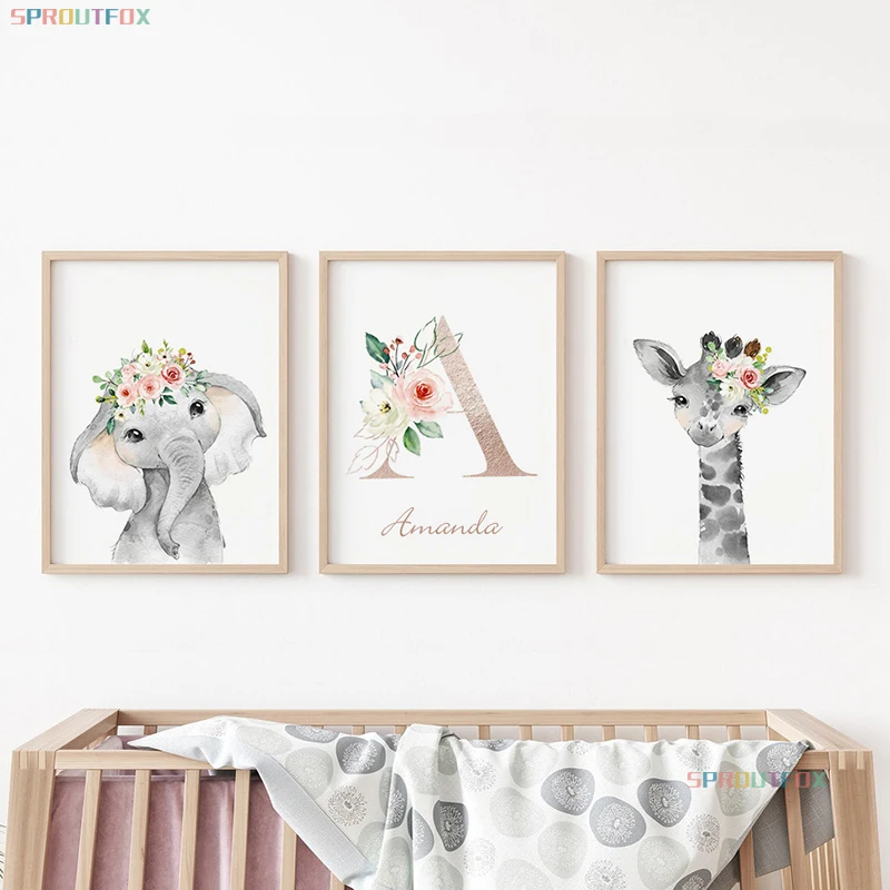 Custom Name Wall Posters Black White Animals Elephant Giraffe Canvas Letter Print Baby Nursery Painting Kids Girls Room Decor
Custom Name Wall Posters Black White Animals Elephant Giraffe Canvas Letter Print Baby Nursery Painting Kids Girls Room Decor