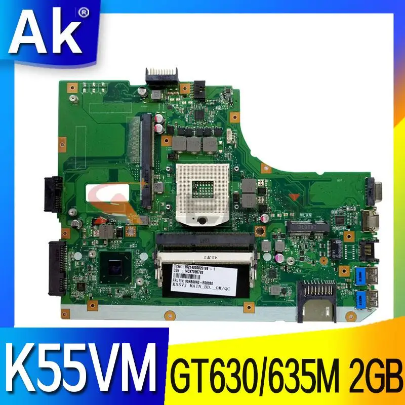 

K55VM Mainboard For ASUS K55VM K55V K55 K55VJ Laptop Motherboard K55VM PGA 989 GT630M/GT635M 2GB REV 2.2 100% Fully Test