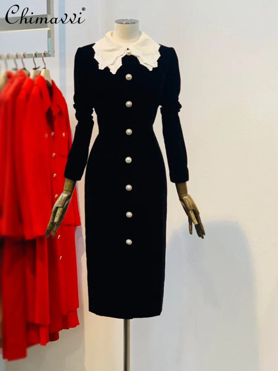 Spring Autumn New Temperament Commute Slimming Lace Double-Layer Collar Dress Light Luxury Single-Breasted Pleuche Dress Women
Spring Autumn New Temperament Commute Slimming Lace Double-Layer Collar Dress Light Luxury Single-Breasted Pleuche Dress Women