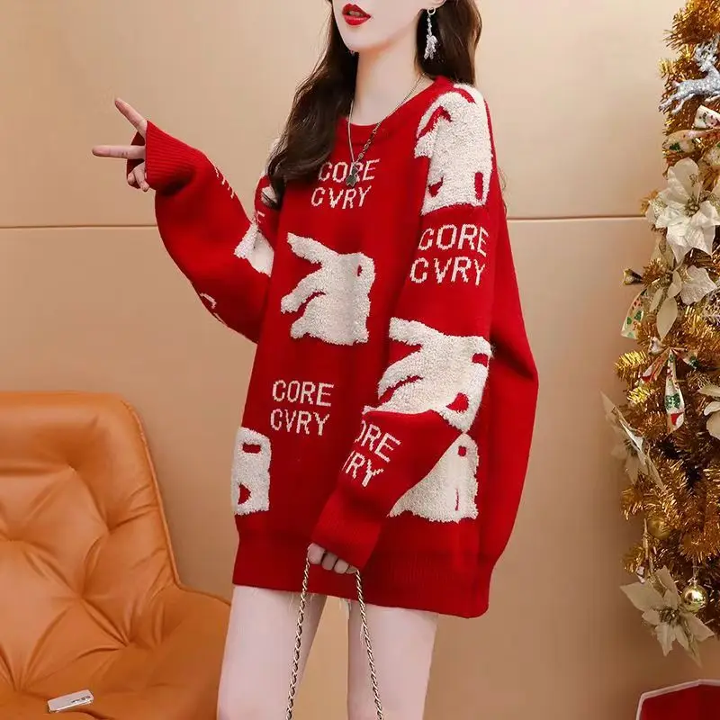 Red Rabbit Jacquard Knitted Sweater Women Coats Loose Korean Japanese Knitted Jumper Women Jacket Autumn Winter Pullovers 2023
Red Rabbit Jacquard Knitted Sweater Women Coats Loose Korean Japanese Knitted Jumper Women Jacket Autumn Winter Pullovers 2023