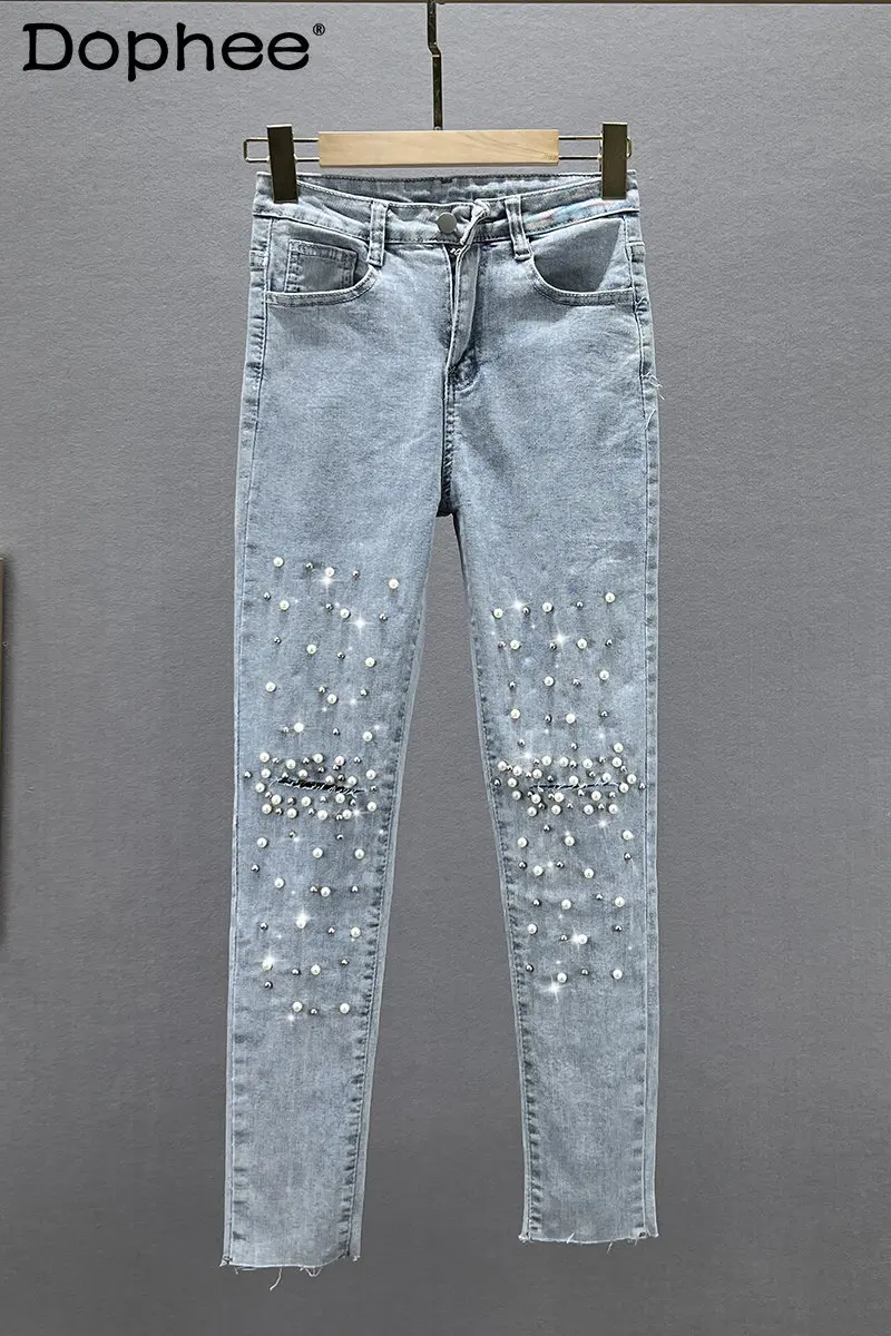 Streetwear Beaded Ripped Jeans Women Fashion Spring Fall 2022 New Elastic High Waist Slimming Denim Skinny Pants Pencil Trousers
Streetwear Beaded Ripped Jeans Women Fashion Spring Fall 2022 New Elastic High Waist Slimming Denim Skinny Pants Pencil Trousers
