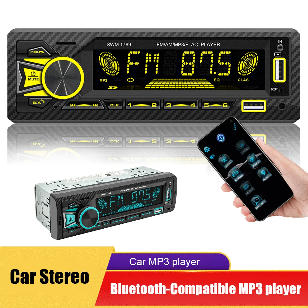 SWM-1789 1Din Car Stereo Bluetooth-Compatible Audio MP3 Player Car Radio Support USB/TF/AUX Hands-free Call Color Changing Light
SWM-1789 1Din Car Stereo Bluetooth-Compatible Audio MP3 Player Car Radio Support USB/TF/AUX Hands-free Call Color Changing Light
