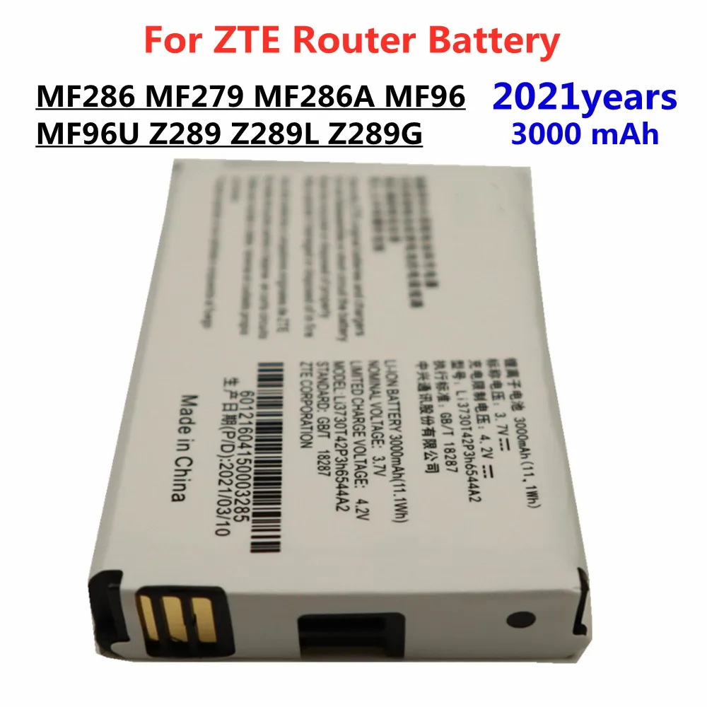 

2021 New Li3730T42P3h6544A2 For ZTE MF286 MF279 MF286A MF96 MF96U Z289 Z289L / G T-mobile Sonic 2.0 4G LTE Wifi Router Battery