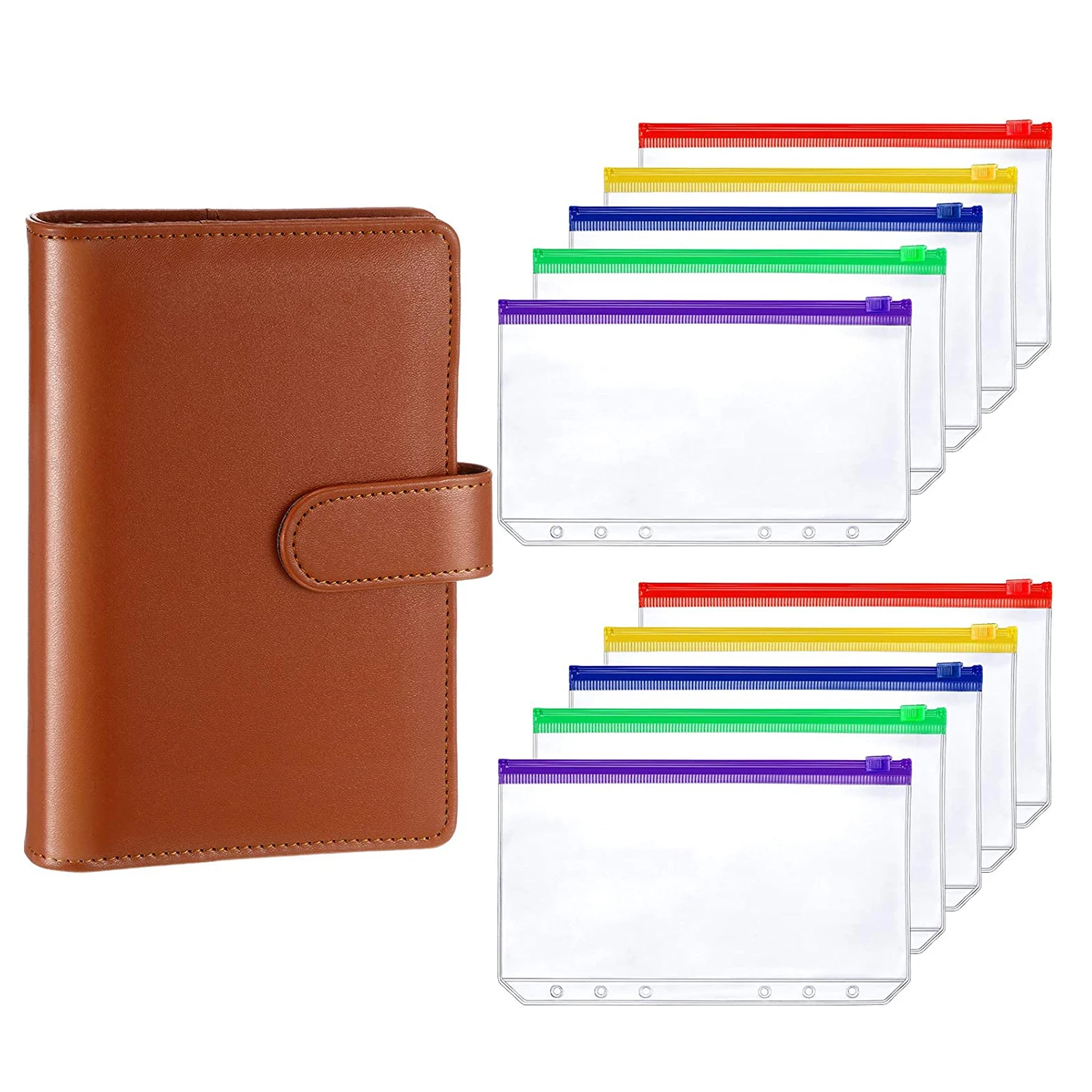 A6 PU 6 Ring Binder Notebook Planner Refillable Cover Magnetic Buckle and 10 Pieces Multicolor Binder Pockets Zipper Folders
A6 PU 6 Ring Binder Notebook Planner Refillable Cover Magnetic Buckle and 10 Pieces Multicolor Binder Pockets Zipper Folders