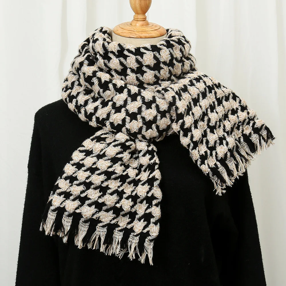 Fashion Lady White Black Cloud Houndstooth Tassel Scarf Autumn Winter Women Thick Neck Wrap Soft Warm Imitation Cashmere Scarves
Fashion Lady White Black Cloud Houndstooth Tassel Scarf Autumn Winter Women Thick Neck Wrap Soft Warm Imitation Cashmere Scarves
