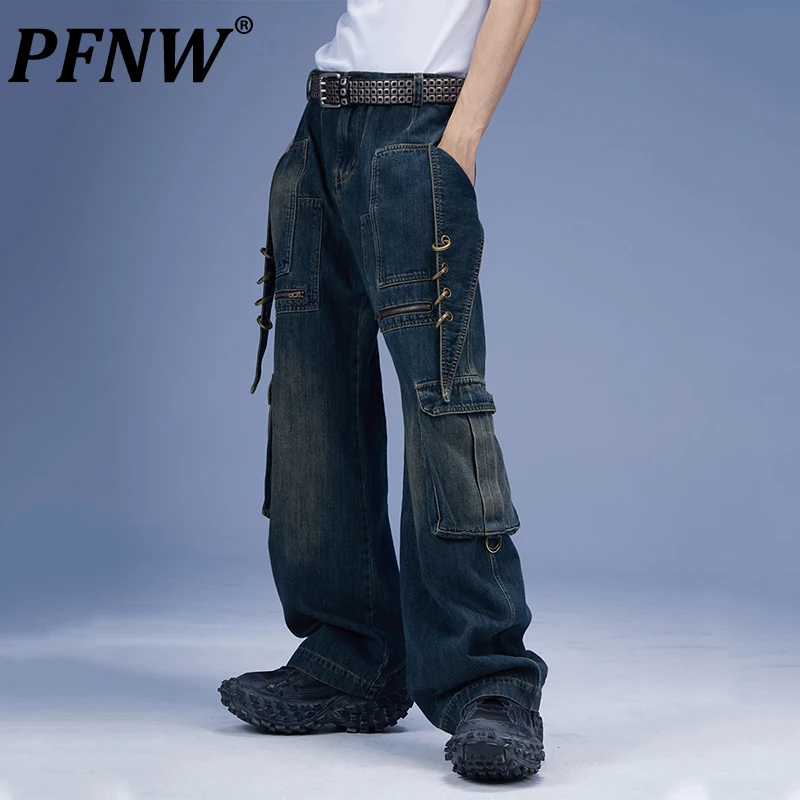 PFNW Spring Autumn Men's Fashion Vintage Pioneer Denim Pants Pockets Heavy Industry Washed Baggy Straight Darkwear Jeans 28A0120
PFNW Spring Autumn Men's Fashion Vintage Pioneer Denim Pants Pockets Heavy Industry Washed Baggy Straight Darkwear Jeans 28A0120