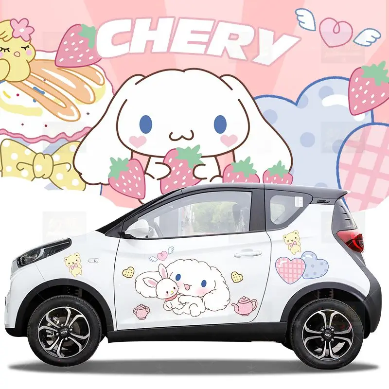 

Kawaii Sanrios Series Anime Hello Kitty Cinnamoroll Cartoon Cute Car Sticker Creativity Fashion Girl Heart Decorative Stickers